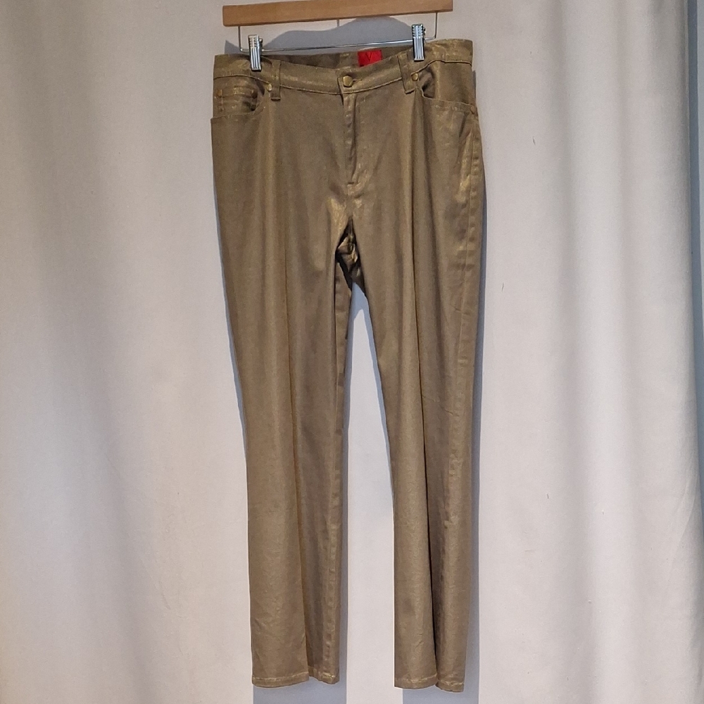 V Christina Women's Gold Sparkle Jeans  Pants Size 10P
